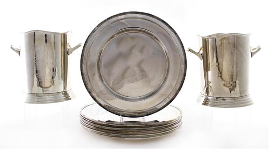 Set of silverplate chargers and