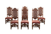SET OF SIX 19TH C. OAK RENAISS