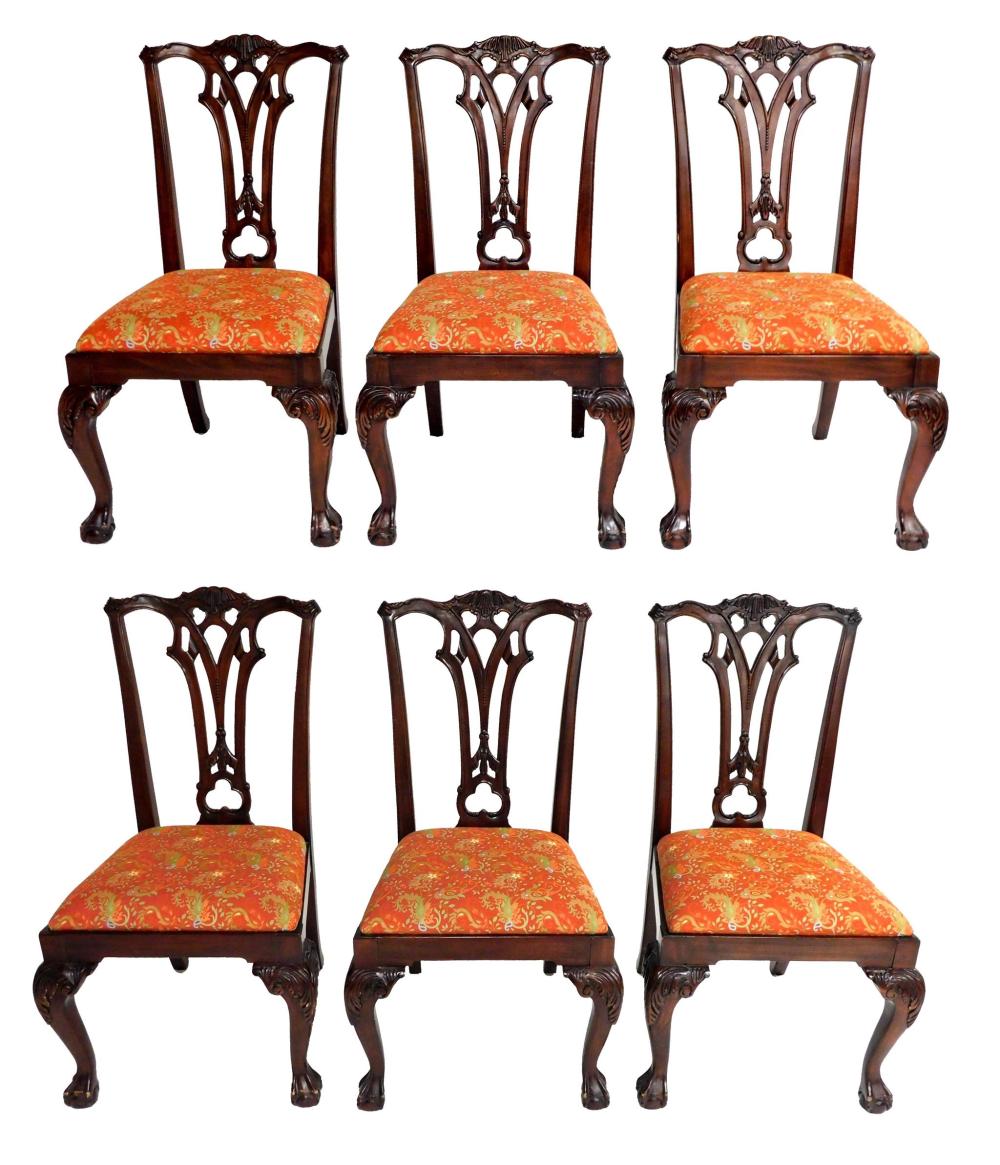 SET OF SIX 20TH C. CHIPPENDALE