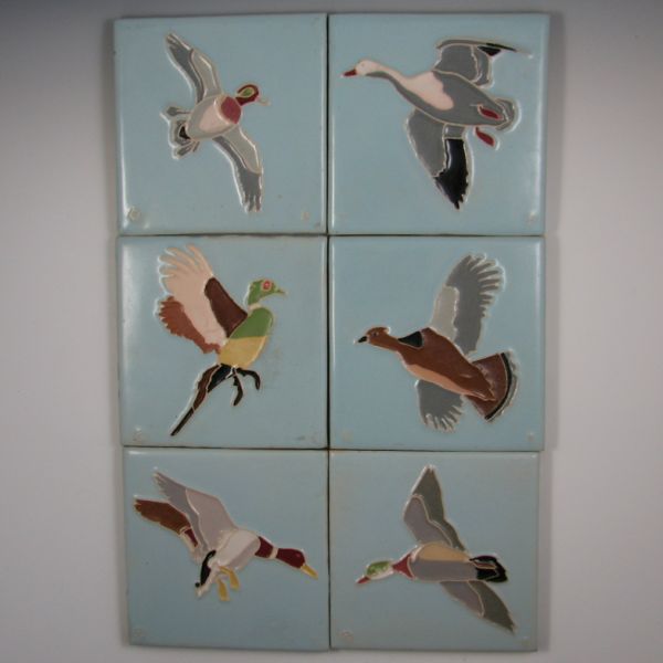Set of Six (6) Mosaic Bird Tiles