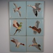 Set of Six (6) Mosaic Bird Til