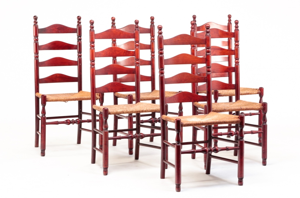 SET OF SIX AMERICAN LADDER BACK