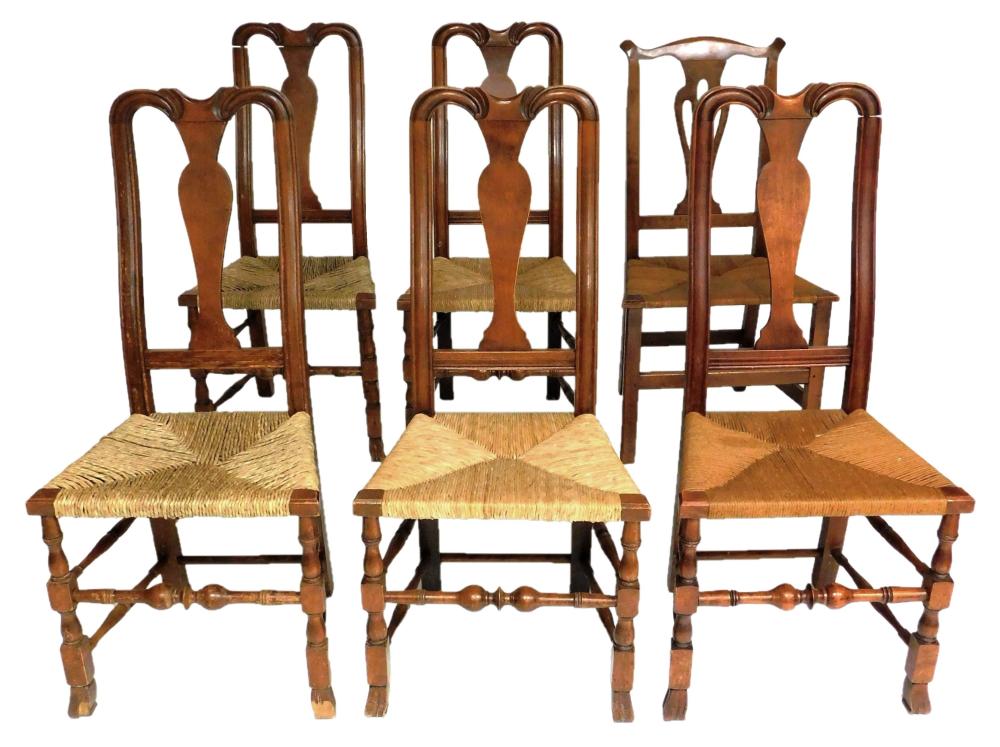 SET OF SIX ASSEMBLED CHAIRS, FOUR