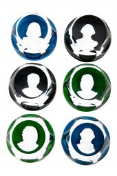 SET OF SIX BACCARAT BUST PAPER