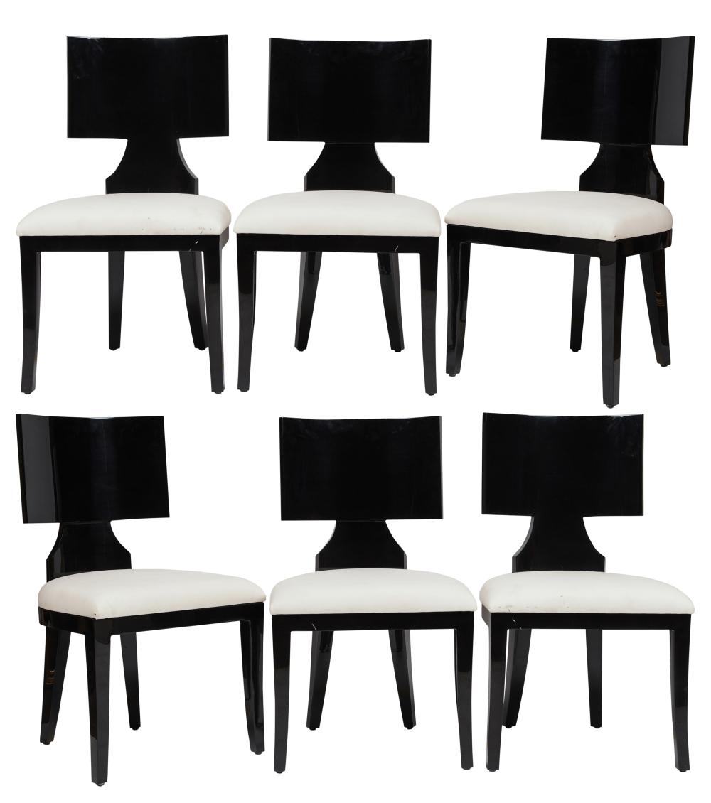 SET OF SIX BLACK LACQUERED DINING