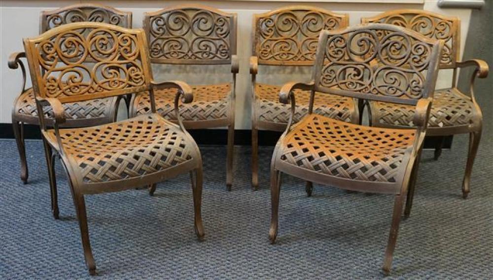 SET OF SIX BLACK PAINTED CAST
