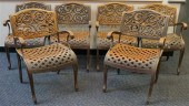 SET OF SIX BLACK PAINTED CAST
