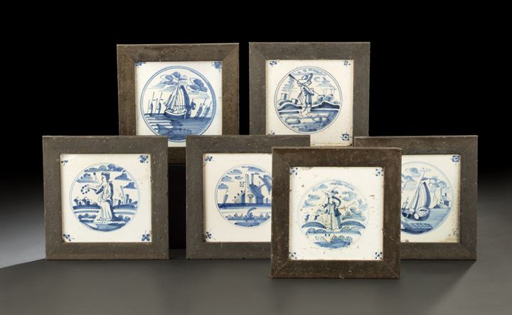 Set of Six Blue and White Delft