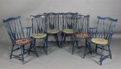 SET OF SIX BLUE PAINTED COMBBA