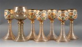 Set of six Bohemian enameled p
