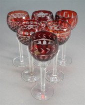 SET OF SIX BOHEMIAN RUBY-TO-CL