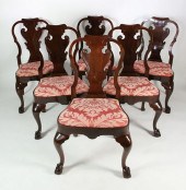 SET OF SIX CARVED MAHOGANY GEO