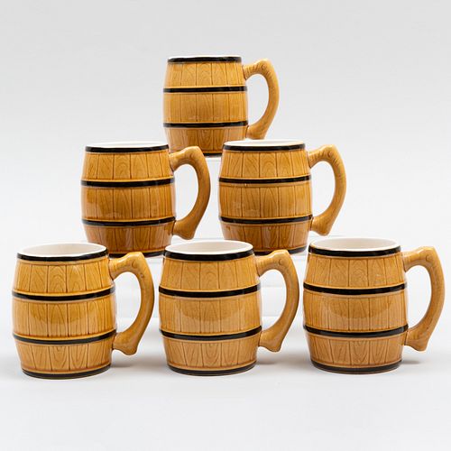 SET OF SIX CERAMIC BARREL FORM