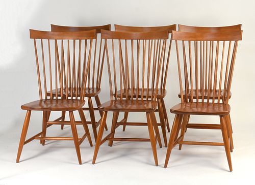 SET OF SIX CHERRY DINING CHAIRS