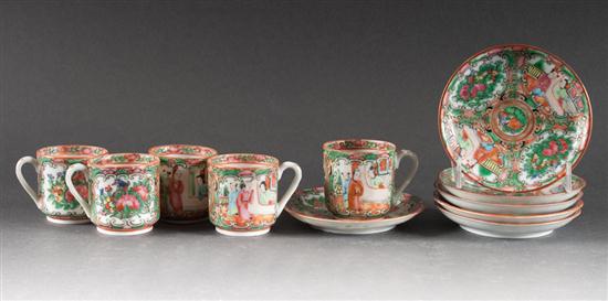 Set of six Chinese Export Rose