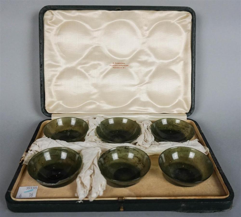 SET OF SIX CHINESE SPINACH JADE