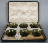 SET OF SIX CHINESE SPINACH JAD