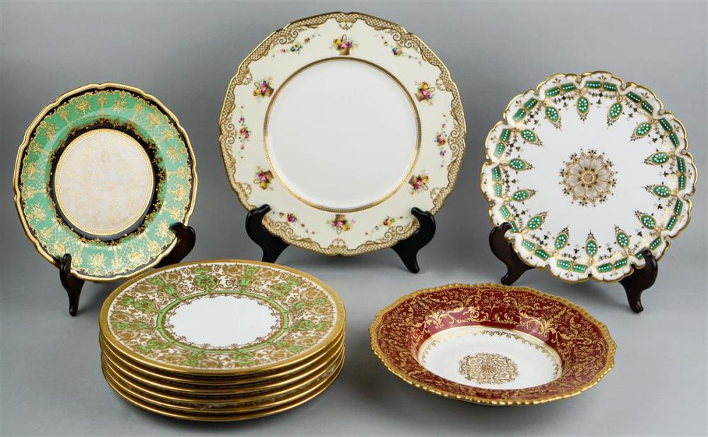 SET OF SIX COALPORT GREEN AND