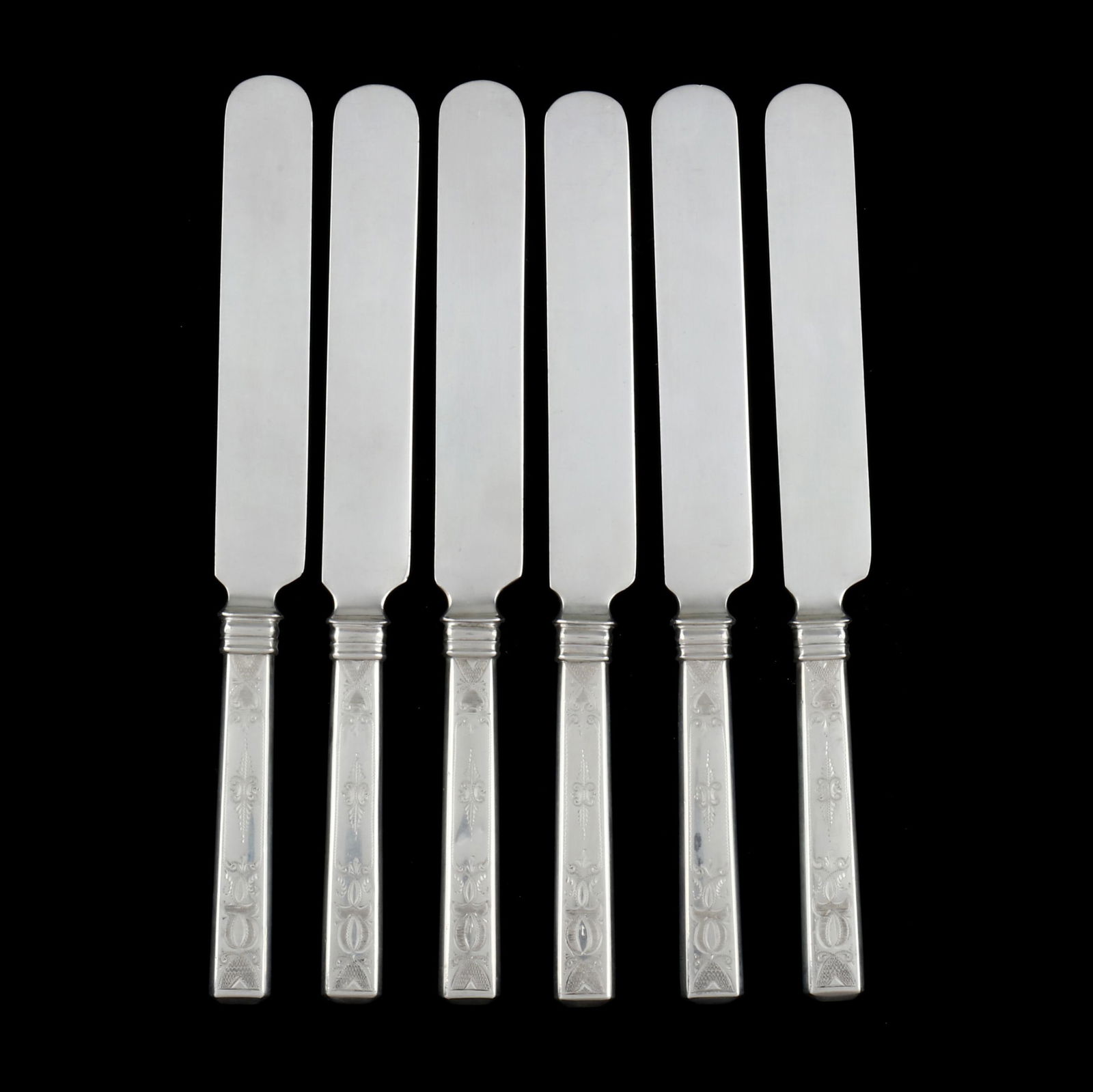 SET OF SIX COIN SILVER DESSERT