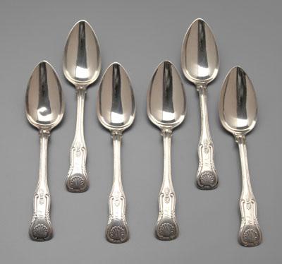 Set of six coin silver serving