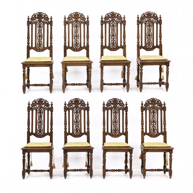 SET OF SIX CONTINENTAL CARVED OAK