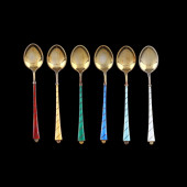 SET OF SIX DANISH GILT AND ENA