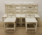 SET OF SIX DISTRESSED WHITE PA