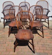SET OF SIX ENGLISH ELM BOW BAC