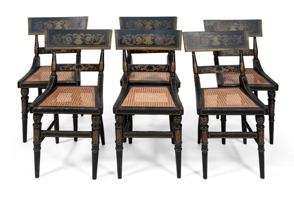 SET OF SIX FANCY SHERATON CHAIRS