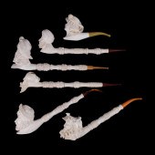 SET OF SIX FIGURAL CARVED MEER