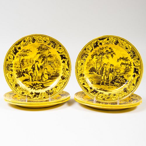 SET OF SIX FRENCH YELLOWARE DESSERT