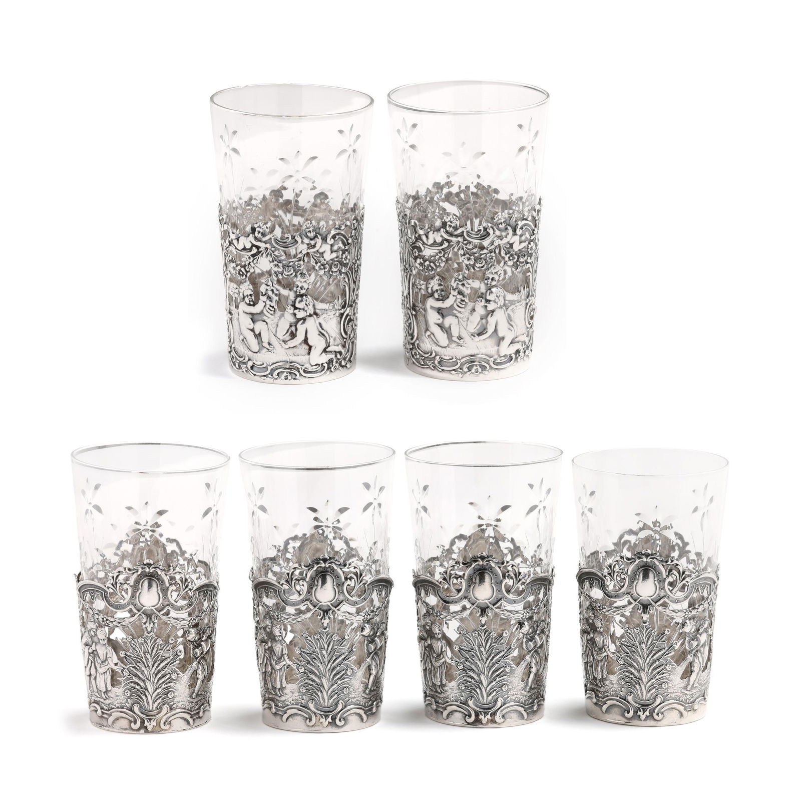 SET OF SIX GERMAN SILVER AND CUT
