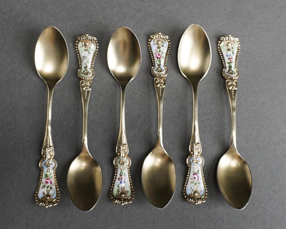 SET OF SIX GILT STERLING SILVER AND