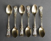SET OF SIX GILT STERLING SILVE