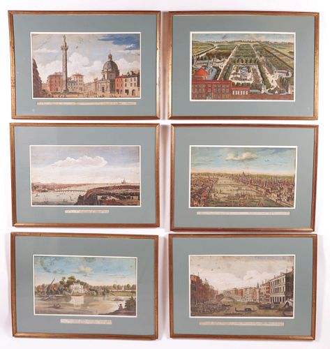 SET OF SIX HAND COLORED