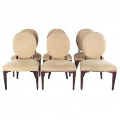SET OF SIX HICKORY CHAIR UPHOL