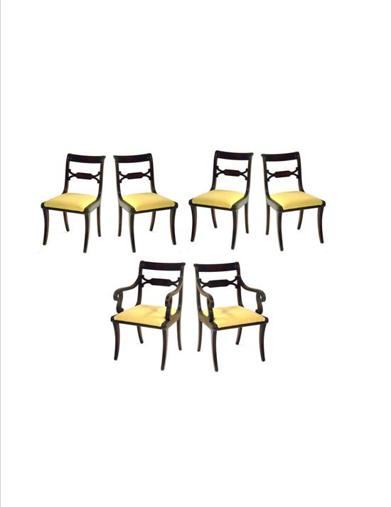 Set of six Kittinger chairs  carved