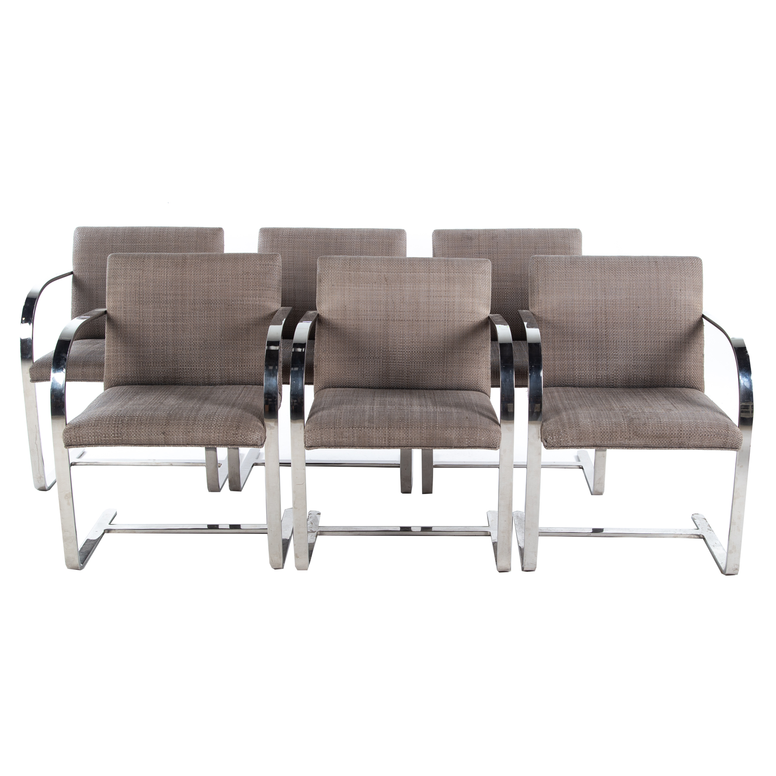 SET OF SIX KNOLL CHROME & WOVEN