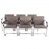 SET OF SIX KNOLL CHROME & WOVE