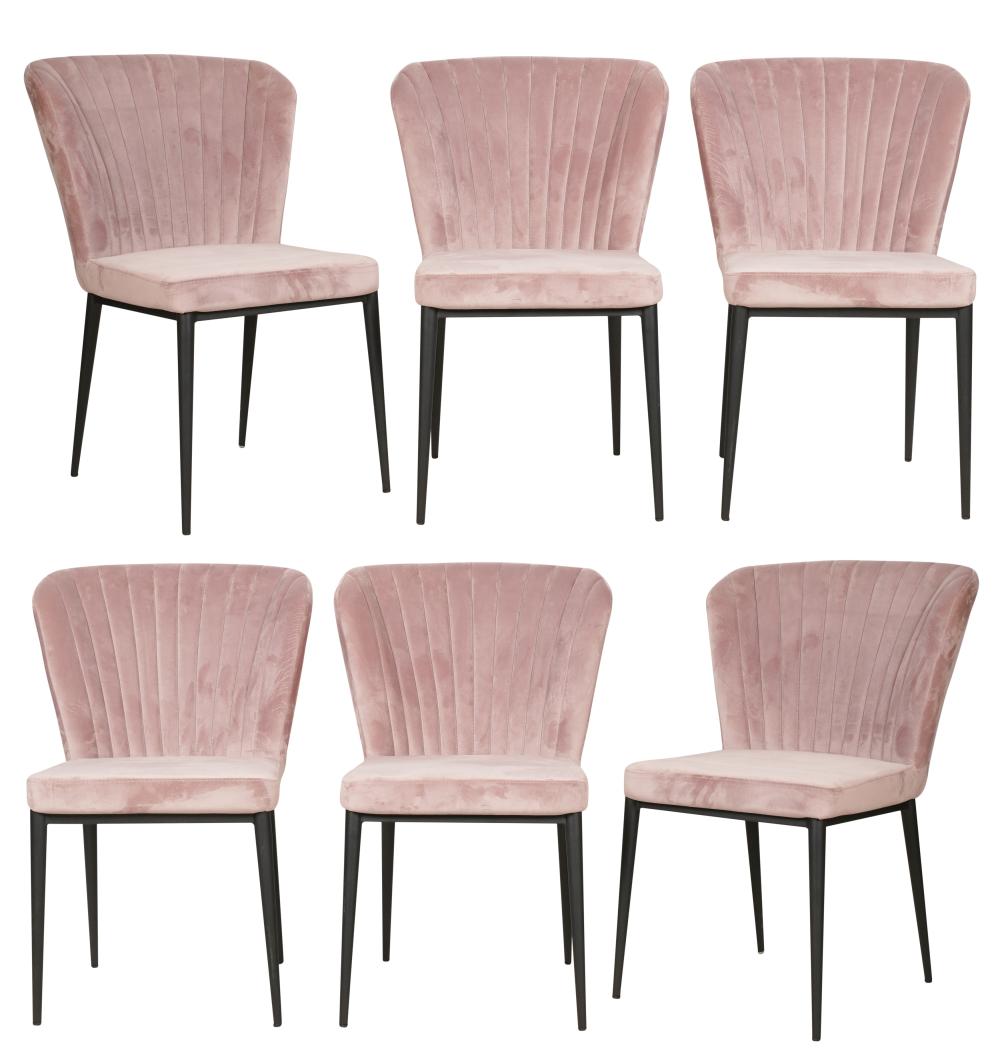 SET OF SIX LAVENDER UPHOLSTERED