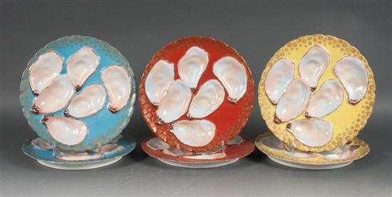 Set of six Limoges painted