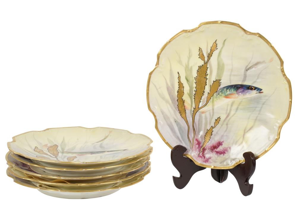 SET OF SIX LIMOGES PORCELAIN FISH