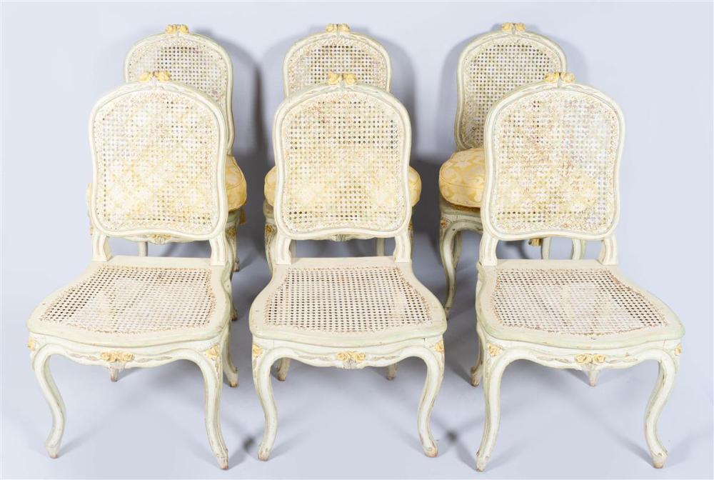 SET OF SIX LOUIS XV GREEN PAINTED
