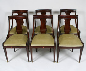 Set of six mahogany dining