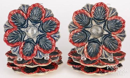 SET OF SIX MAJOLICA OYSTER
