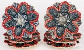 SET OF SIX MAJOLICA OYSTER PLA