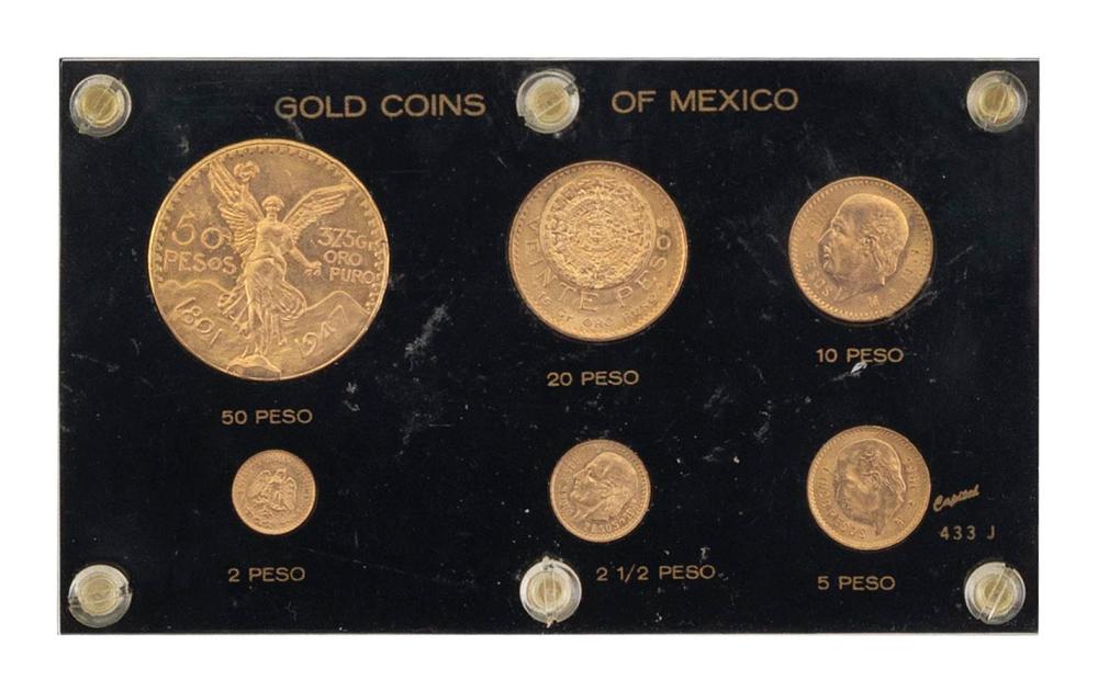SET OF SIX MEXICAN GOLD COINS