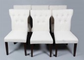 SET OF SIX MODERN WHITE UPHOLS