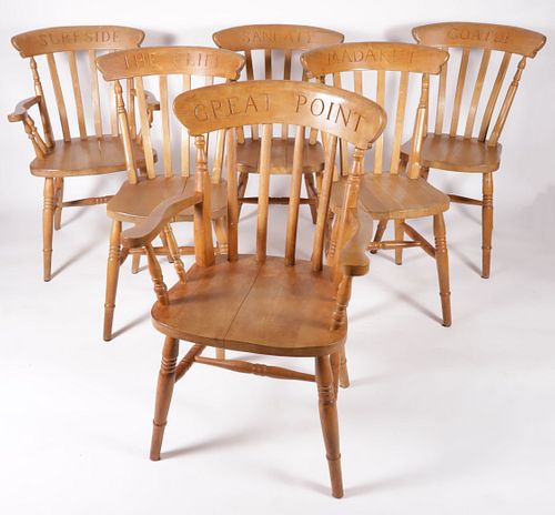 SET OF SIX NANTUCKET THEME PINE