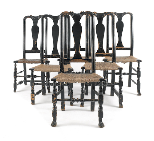 Set of six New England painted
